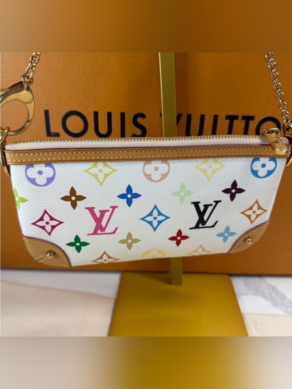 ✨️ Louis Vuitton x Takashi Murakami White Multicolor Monogram Milla Pochette MM✨ - Picture 3 of 7